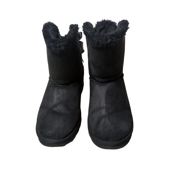 UGG Boots Womens 8 Bailey Bow II Black Suede Pull On Style TX2954 - Picture 3 of 10
